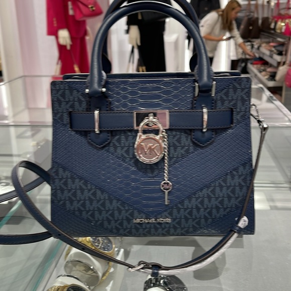 Michael Kors Hamilton Small Satchel Shoulder Crossbody Bag 
Navy Multi 
NWT - Picture 6 of 16